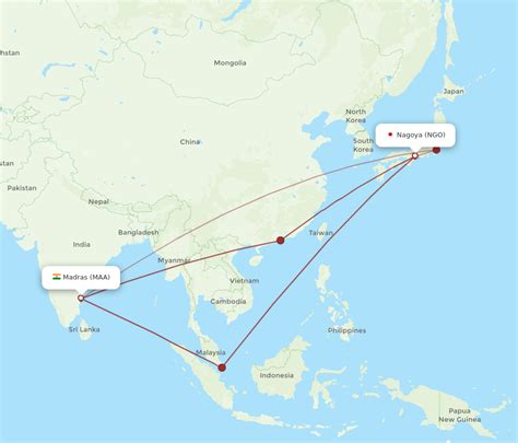 All Flight Routes From Nagoya To Chennai Ngo To Maa Flight Routes