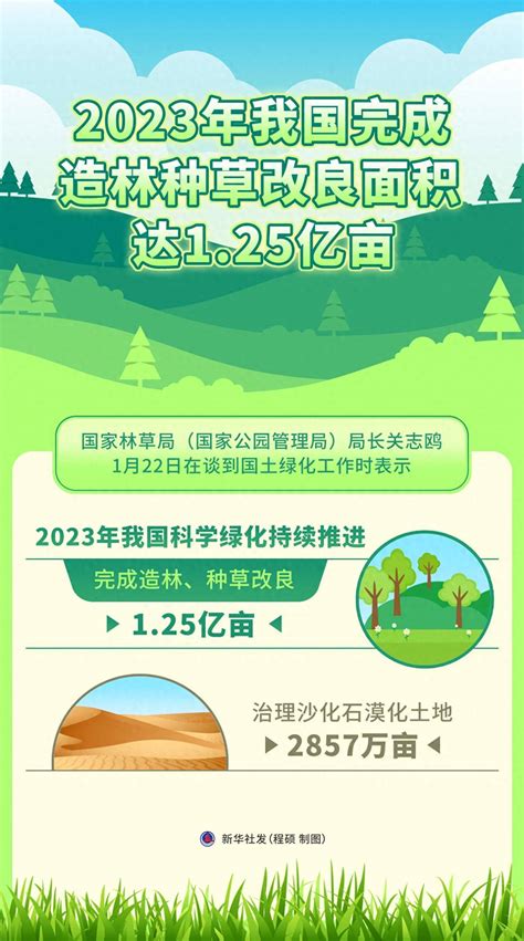 （图表）2023年我国完成造林种草改良面积达125亿亩新华社绿化土地