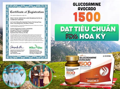 GLUCOSAMINE AVOCADO 1500 chất lượng hàng đầu chứng nhận bởi FDA Hoa Kỳ