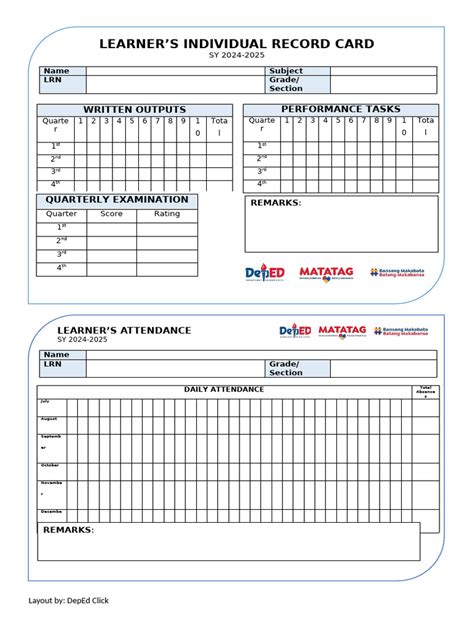 Learner S Individual Record Card Word Pdf