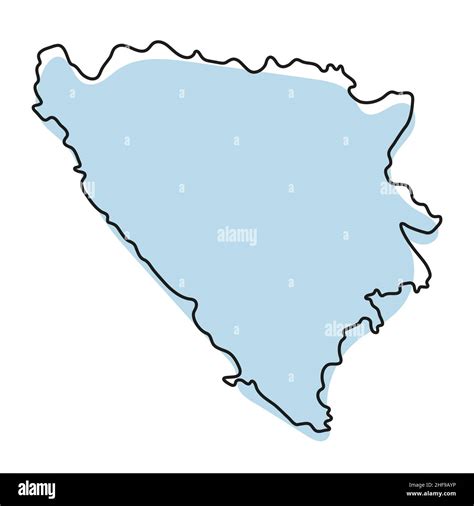 Stylized Simple Outline Map Of Bosnia And Herzegovina Icon Blue Sketch