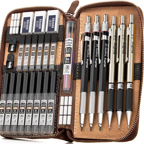 Amazon Nicpro Pcs Black Metal Mechanical Pencils Set In Case