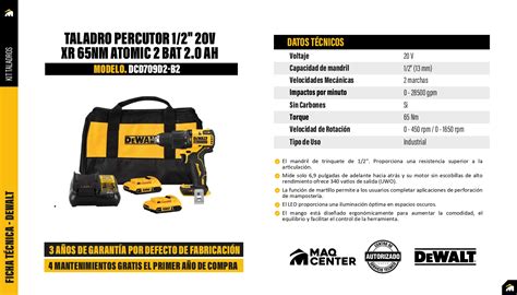 Kit De Taladro Percutor 1 2 20V Xr Atomic Dewalt DCD709D2 B2