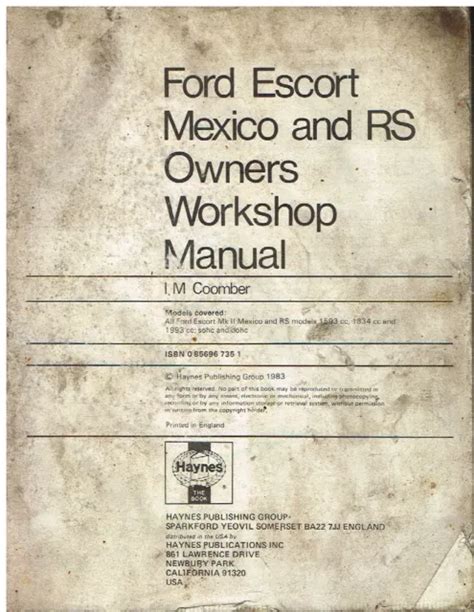 Ford Escort Mk Haynes Manual For Sale Picclick Uk