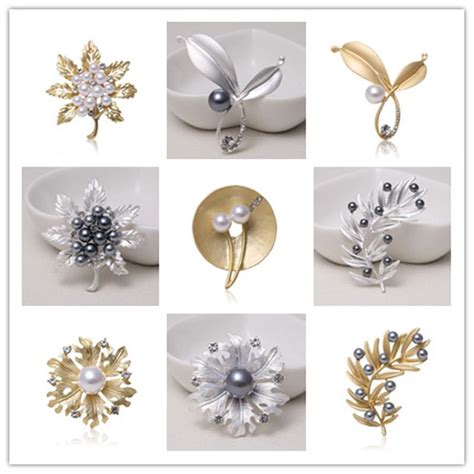 Cheap Fashion Women Big Brooches Imitation Pearls Rhinestones Wedding