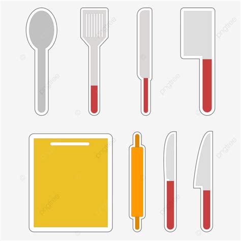 Kitchen Tools Diary Stickers Set Transparent Vector Clipart Kitchen