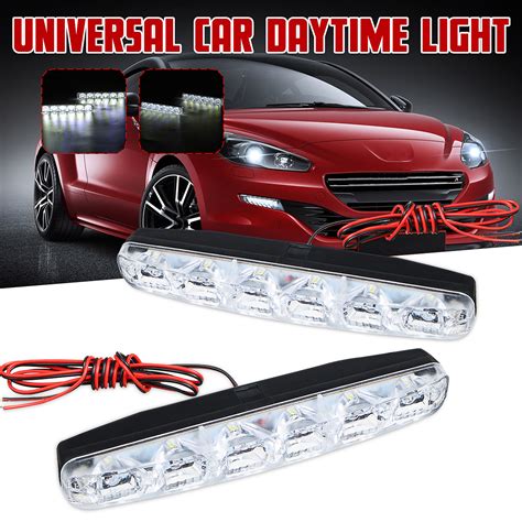 New Pair Led Universal Car Daytime Running Lights Drl Day Driving Fog