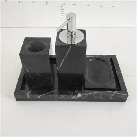 Modern Elegant Black Marble Bathroom Accessories Set Paiastone