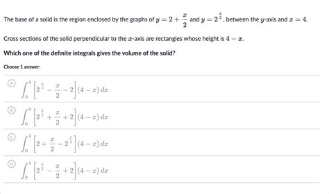 Solved The Base Of A Solid Is The Region Enclosed By The Graphs Of