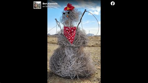 Man Makes Snowman Out Of Tumbleweed West Texas Photos Show Fort