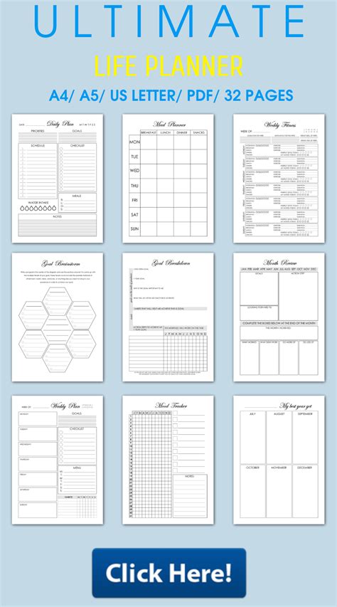 Life Planner Printable Printable Planner Bundle Life Binder Planner