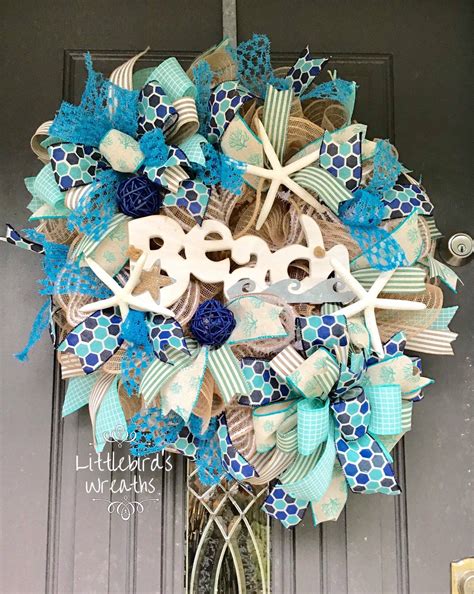 Beach Front Door Wreath Coastal Wreath Starfish Wreath Etsy Coastal