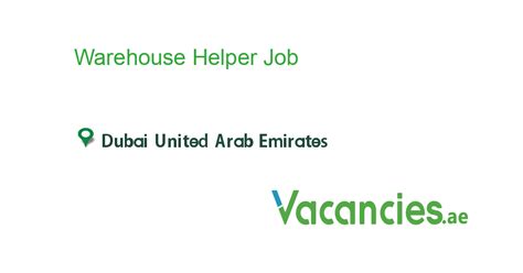 Warehouse Helper Job In In Dubai United Arab Emirates Ref