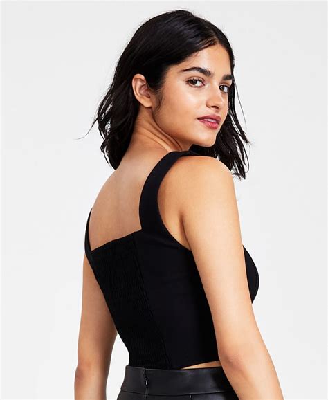 Bar Iii Womens Cropped Square Neck Tank Top Created For Macys