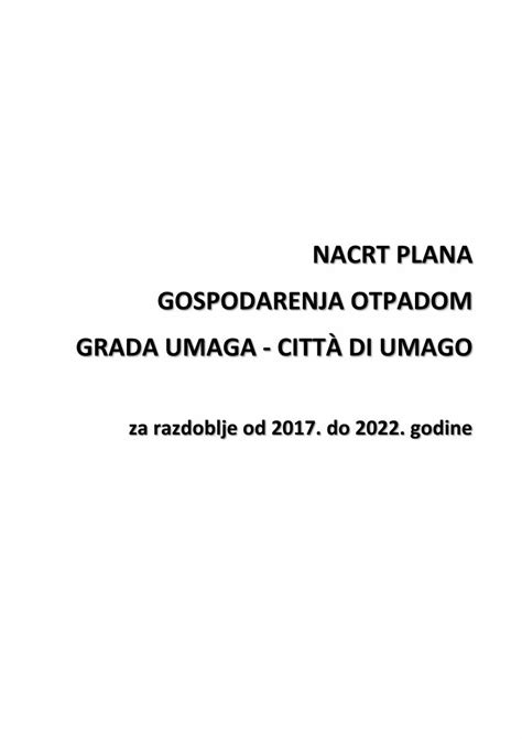 Pdf Nacrt Plana Gospodarenja Otpadom Grada Umaga Ure Enje