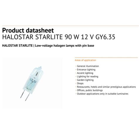 Osram Halogen Halostar Starlite S W Lm K V Gy