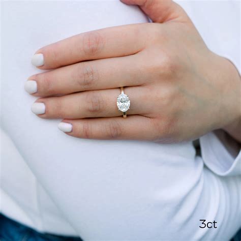 Oval East West Solitaire Diamond Engagement Ring