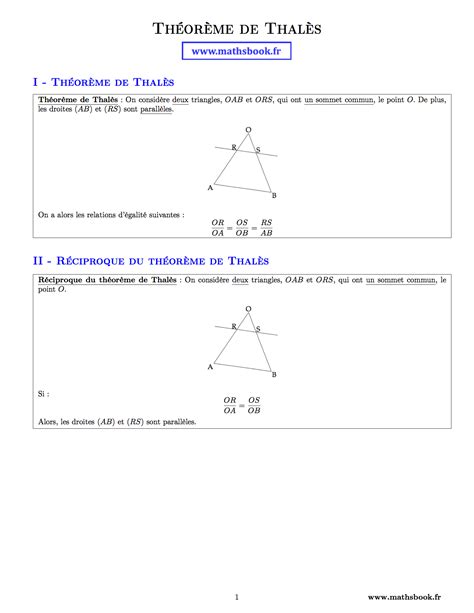 Th Or Me De Thal S Cours