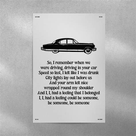 Luke Combs Fast Car Tracy Chapman Lyrics Poster Digital Download Music ...