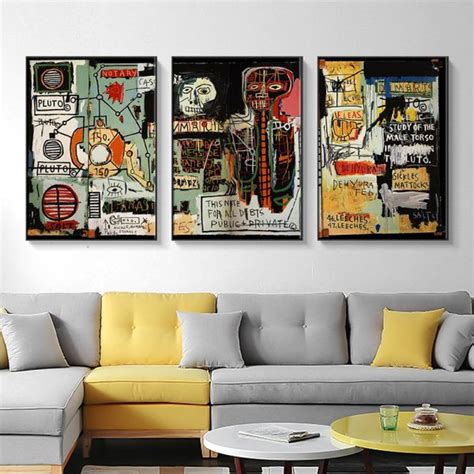 Wall Art Jean Michel Basquiat Artwork 3 Sets Poster Prints Canvas