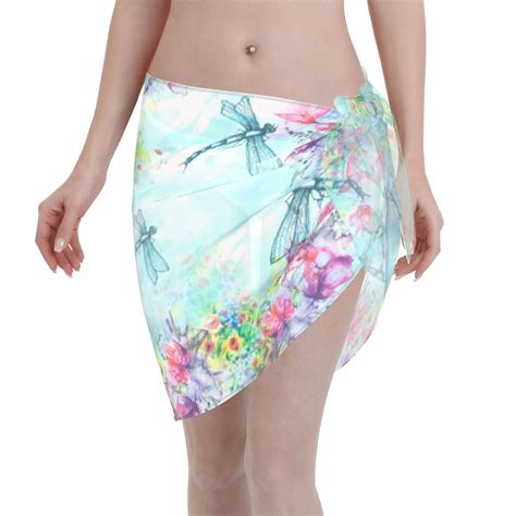 Adobk Dragonfly Floral Swimsuit Coverups For Women Beach Bikini Short