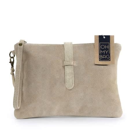 Sac Main Pochette Femme En Cuir Nubuck Mod Le Twiggy Cdiscount