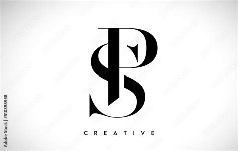 SP Artistic Letter Logo Design with Serif Font in Black and White Colors Vector Illustration ...