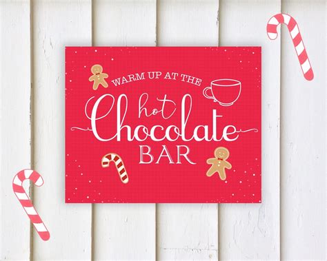 Red Hot Chocoate Bar Sign Printable Download Hot Cocoa Bar Hot Cocoa Sign Christmas Decor