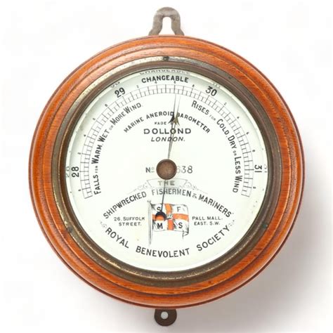 Oak Cased Dollond Marine Aneroid Wall Barometer Dial Inscribed The