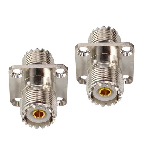 Onelinkmore 2pcs Uhf Coax Connector So239 Female To Female With 4 Hole Flange Panel Mount