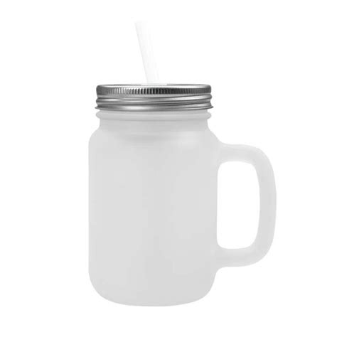 Caneca Mason Jar De Vidro Jateado Sublim Tica Ml