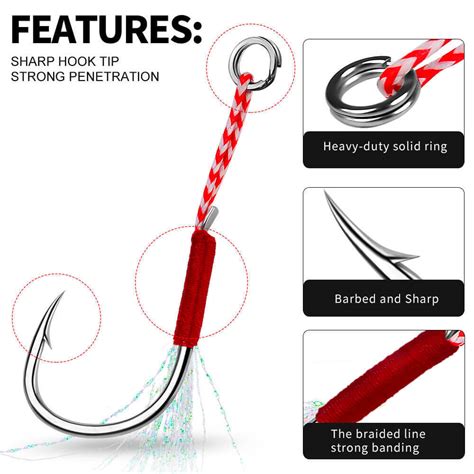 Pcs Fishing Assist Jigging Hook High Carbon Steel Hook Durable Pe