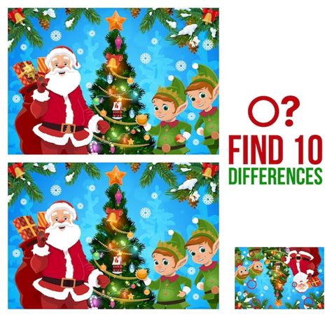 Premium Vector Christmas Find Ten Differences Game Template