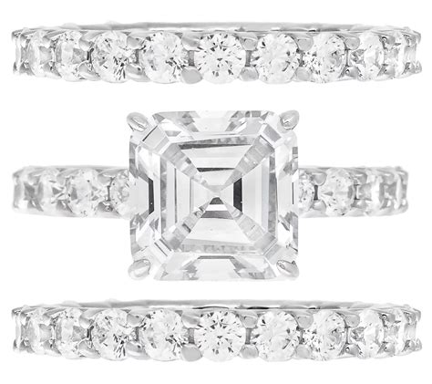 Diamonique 1170 Cttw 3 Piece Bridal Ring Set Sterling Silver