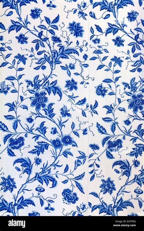 Blue floral pattern on the wallpaper Stock Photo - Alamy