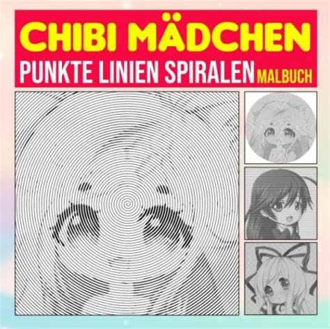 Chibi Mädchen Punkte Linien Spiralen Malbuch Sammlung von vielen