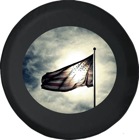 American Flag Waving In Sunlight Ofroad Adventure Spare Tire Cover Fits Jeep Rv And More 28 Inch