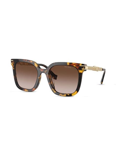 Miu Miu Eyewear Tortoiseshell Oversize Frame Sunglasses Farfetch