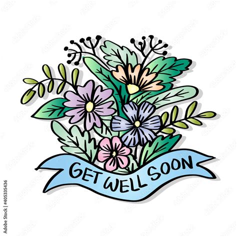 Get Well Soon Hand Lettering Greeting Card Stock Vector Adobe Stock