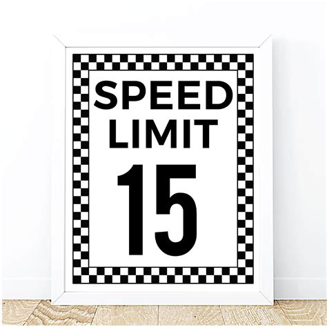 Editable Checkered Speed Limit Sign Racing Birthday Party Etsy In