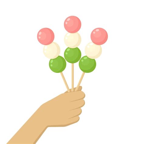 Bolas De Arroz Hanami Dango Japonesas No Palito Na M O Ilustra O De