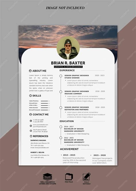 Premium Psd Creative Modern Professional Resume Cv Psd Template