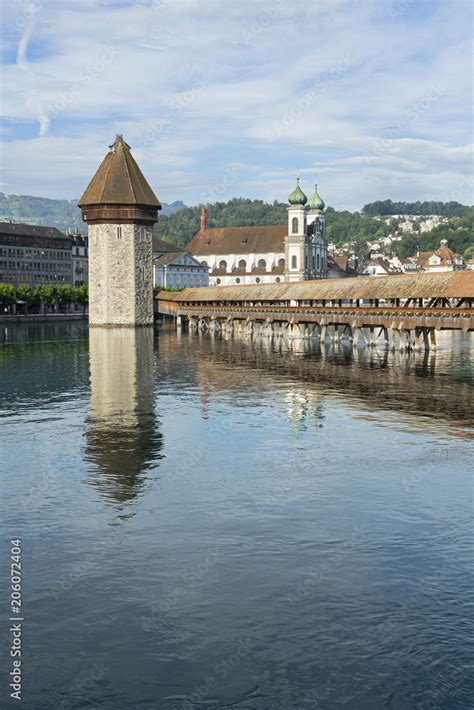 Kapellbrücke mit Turm in Luzern Schweiz Stock Photo Adobe Stock