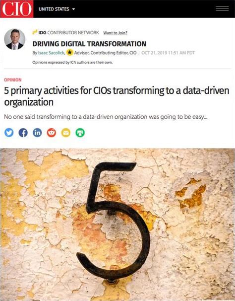 5 Primary Activities For CIOs Transforming To A Data Driven