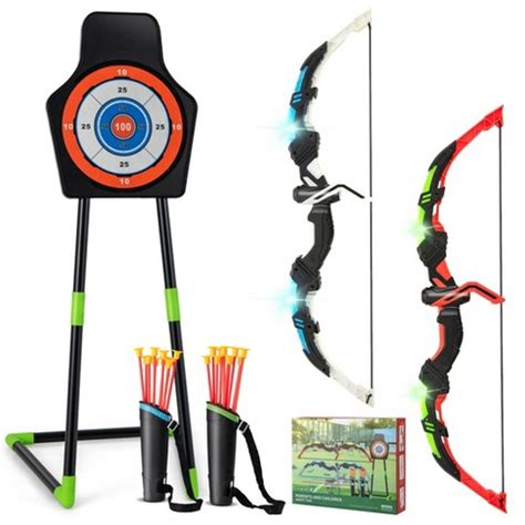 Costway 2-pack Bow And Arrow Set For Kids Led Light Up Archery Toy With ...