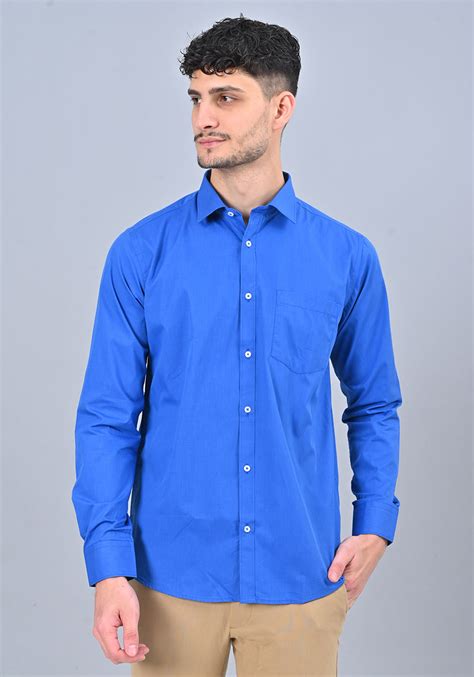 Buy Royal Blue Colour Solid Formal Full Sleeve Shirt Online Jeyachandran