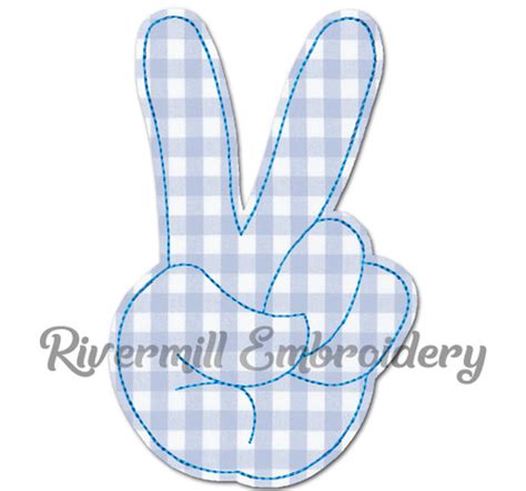 Raggy Applique Peace Sign Hand Machine Embroidery Design Rivermill