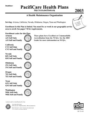 Fillable Online Opm Pacificare Health Plans Opm Fax Email Print