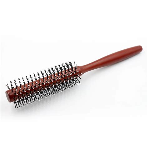 Mythus Wood Round Hair Curly Comb With Ball Tip Anti Static Natural Styling Hair Brush Barber