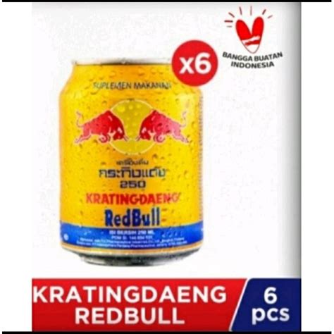 Jual Red Bull Krating Daeng Minuman Energi 6pcx 250 Ml Shopee Indonesia